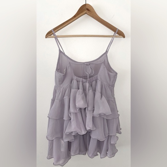 Free People Runaway Rockstar Ruffle Mini Slip Dusk Breeze NWOT Size M - Picture 4 of 8
